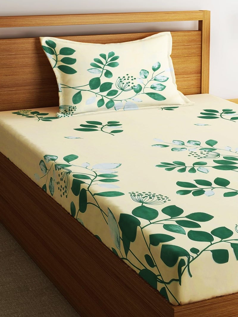 Fashion String 144TC Nature Embrace Lush Green Single Bedsheet with 1 Pillow Cover - Image 3