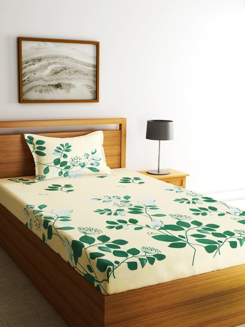 Fashion String 144TC Nature Embrace Lush Green Single Bedsheet with 1 Pillow Cover - Image 1