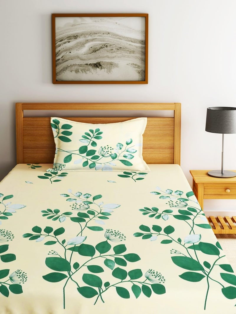 Fashion String 144TC Nature Embrace Lush Green Single Bedsheet with 1 Pillow Cover - Image 2