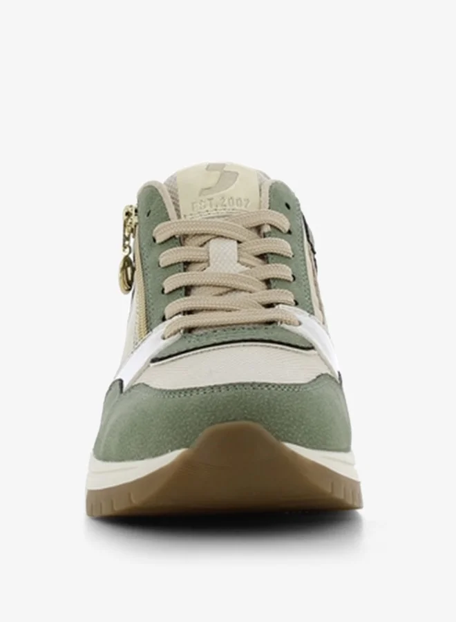اس جي Women's Textured Sneakers with Lace-Up Closure