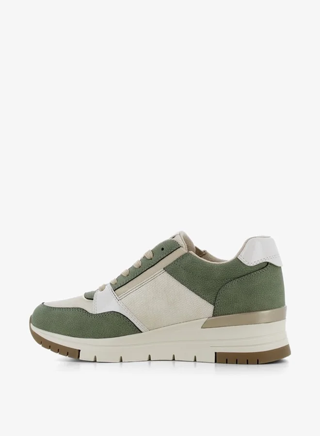 اس جي Women's Textured Sneakers with Lace-Up Closure
