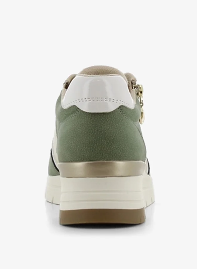 اس جي Women's Textured Sneakers with Lace-Up Closure