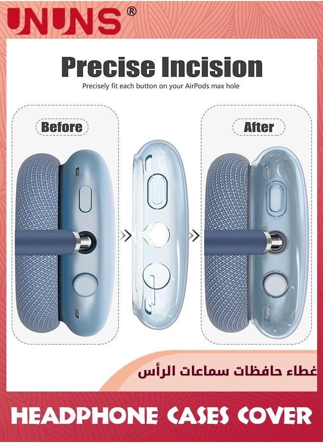UNUNS - 3 In 1 Silicone Case Cover For AirPods Max Headphones,Clear Soft TPU Ear Cups Cover/Ear Pad Case Cover/Headband Cover For AirPods Max,Transparent Accessories Silicone Headphones Protector,Blue - Image 1