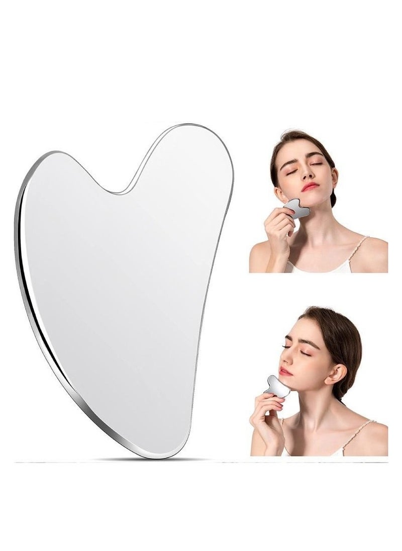 Folanry Stainless Steel Gua Sha Tool, Facial Gua Sha Scraping Massage Tool, Tighten Skin Care and Massage Beauty Tool for Body Eyes Neck Massager with Travel Bag  - Image 1