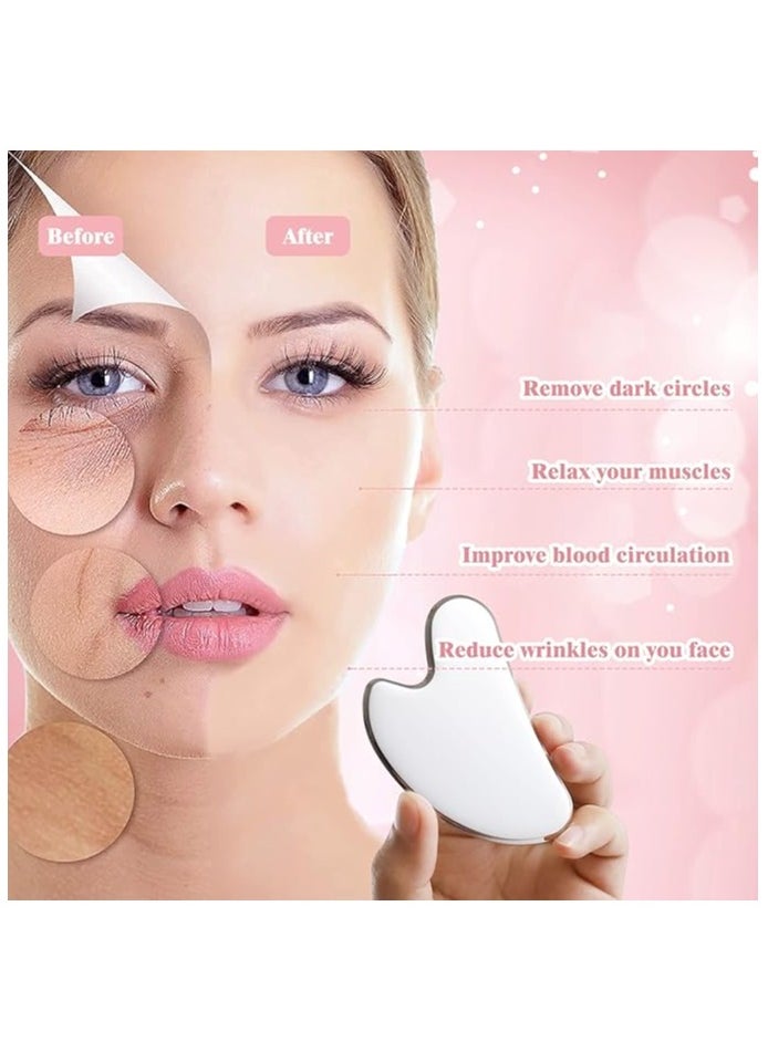 Folanry Stainless Steel Gua Sha Tool, Facial Gua Sha Scraping Massage Tool, Tighten Skin Care and Massage Beauty Tool for Body Eyes Neck Massager with Travel Bag  - Image 3