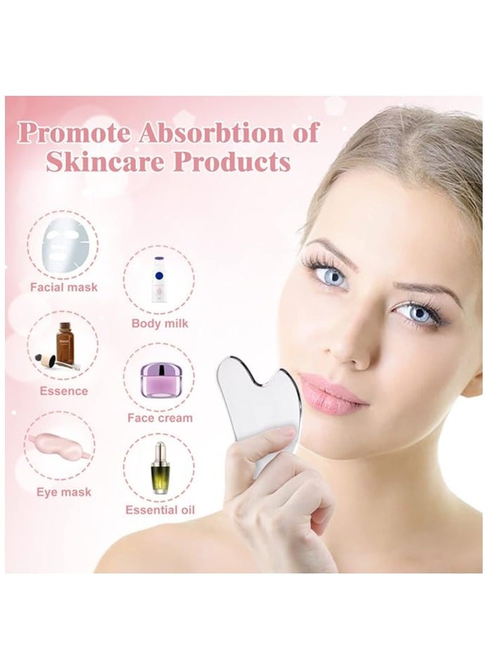 Folanry Stainless Steel Gua Sha Tool, Facial Gua Sha Scraping Massage Tool, Tighten Skin Care and Massage Beauty Tool for Body Eyes Neck Massager with Travel Bag  - Image 4