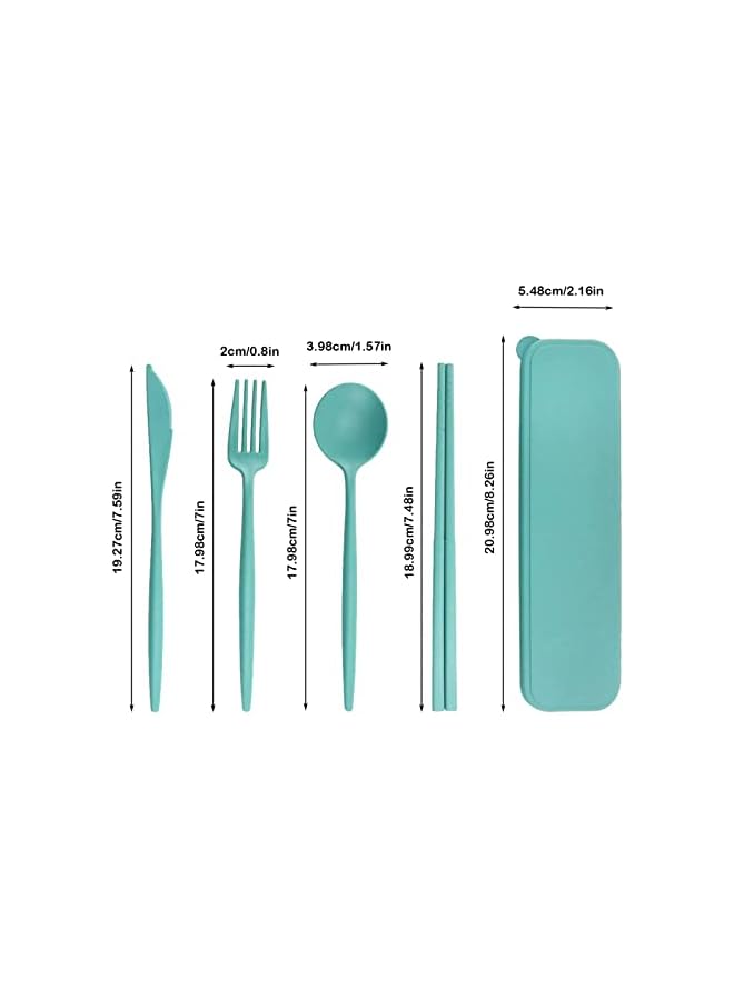 S-TOP Wheat Straw Cutlery, 4 Sets Portable Cutlery Set, Reusable Travel Flatware Set, for Lunch Boxes Workplace Camping School Picnic or Daily Use(4 Colors, With Storage Box) - Image 5