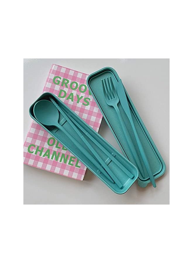 S-TOP Wheat Straw Cutlery, 4 Sets Portable Cutlery Set, Reusable Travel Flatware Set, for Lunch Boxes Workplace Camping School Picnic or Daily Use(4 Colors, With Storage Box) - Image 4