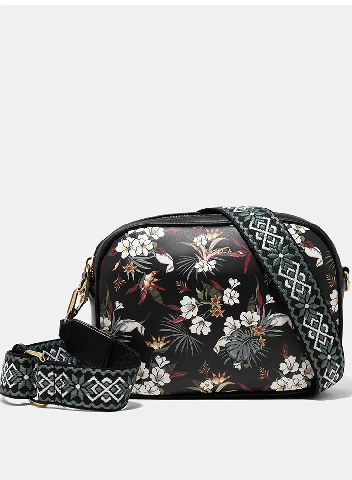 أميكا AMICA Flores Crossbody Bag - Black Floral