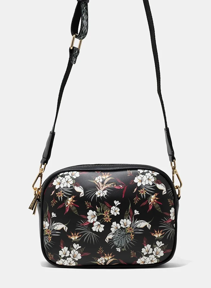 أميكا AMICA Flores Crossbody Bag - Black Floral