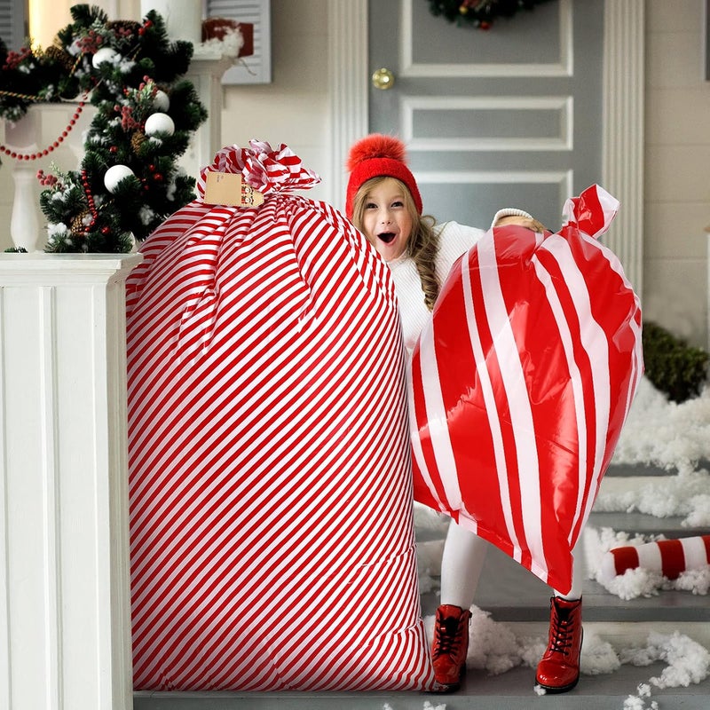 كلاراكو أكياس هدايا عيد الميلاد الكبيرة من كلاركو، 5 قطع، مقاس 56 × 36 بوصة و16 × 20 بوصة، أكياس هدايا كبيرة الحجم، حقيبة تخزين بلاستيكية كبيرة لعيد الميلاد، حقائب هدايا كبيرة، لوازم هدايا الحفلات، غلاف هدايا، حقيبة شديدة التحمل - Image 3