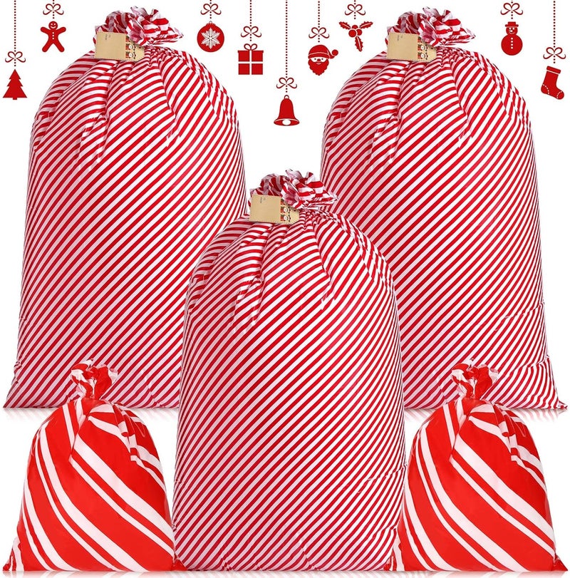 كلاراكو أكياس هدايا عيد الميلاد الكبيرة من كلاركو، 5 قطع، مقاس 56 × 36 بوصة و16 × 20 بوصة، أكياس هدايا كبيرة الحجم، حقيبة تخزين بلاستيكية كبيرة لعيد الميلاد، حقائب هدايا كبيرة، لوازم هدايا الحفلات، غلاف هدايا، حقيبة شديدة التحمل - Image 1