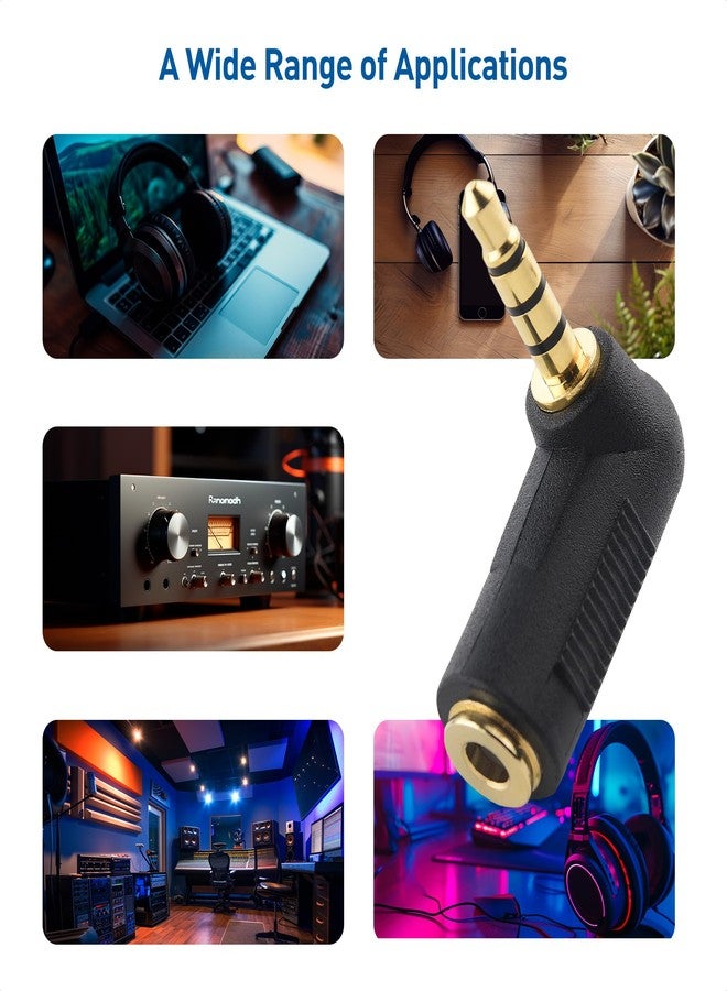 Cable Matters 2-Pack TRRS Right Angle 3.5mm Adapter in Black (3.5mm Right Angle Adapter, 90 Degree Audio Converter) - Image 5