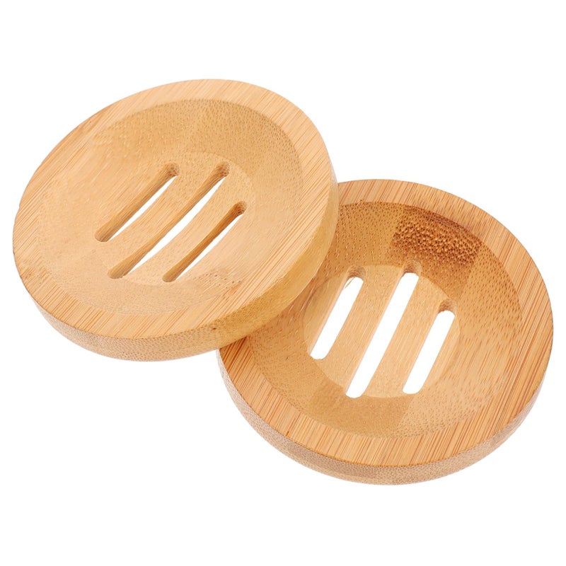 2Pcs Bamboo Soap Holder With Draining Design For Shower Bathroom Eco Friendly Soap Tray - Image 2