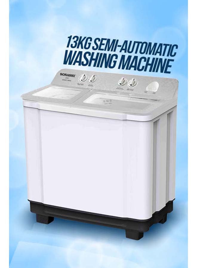 SONASHI 15kg Semi-Automatic Washing Machine - Heavy Duty 500W Wash Power, Toughened Glass Cover, Double Layer Tub, 7kg Spin Capacity, Dual Water Inlet Selection, 200W Spin Power, 220V/50Hz SWM-15003N 500 kW SWM-15003 White - Image 3