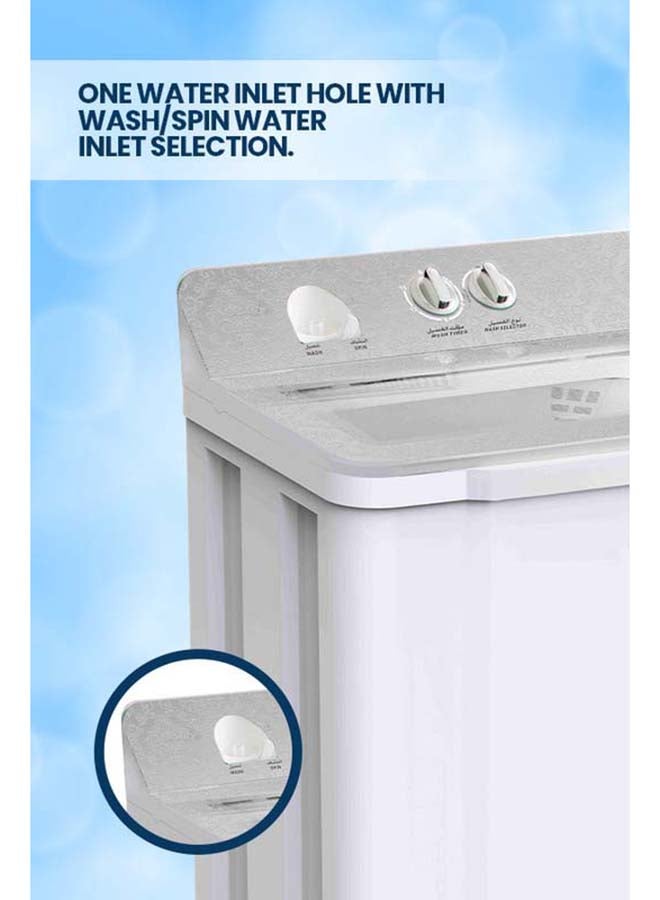 SONASHI 15kg Semi-Automatic Washing Machine - Heavy Duty 500W Wash Power, Toughened Glass Cover, Double Layer Tub, 7kg Spin Capacity, Dual Water Inlet Selection, 200W Spin Power, 220V/50Hz SWM-15003N 500 kW SWM-15003 White - Image 5