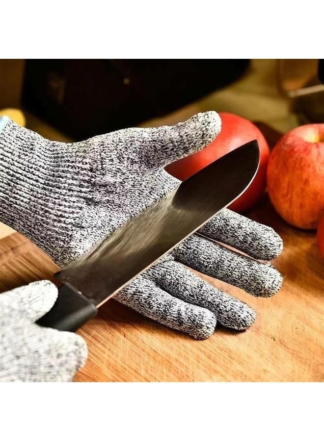 Cookware Butcher Protection Hand Gloves Grey Cut Resistant Gloves, Level 5 Protection, Gloves for Kitchen, Oyster Shucking, Fish Filleting, Wood Carving, and Gardening (white Gray) - Image 4