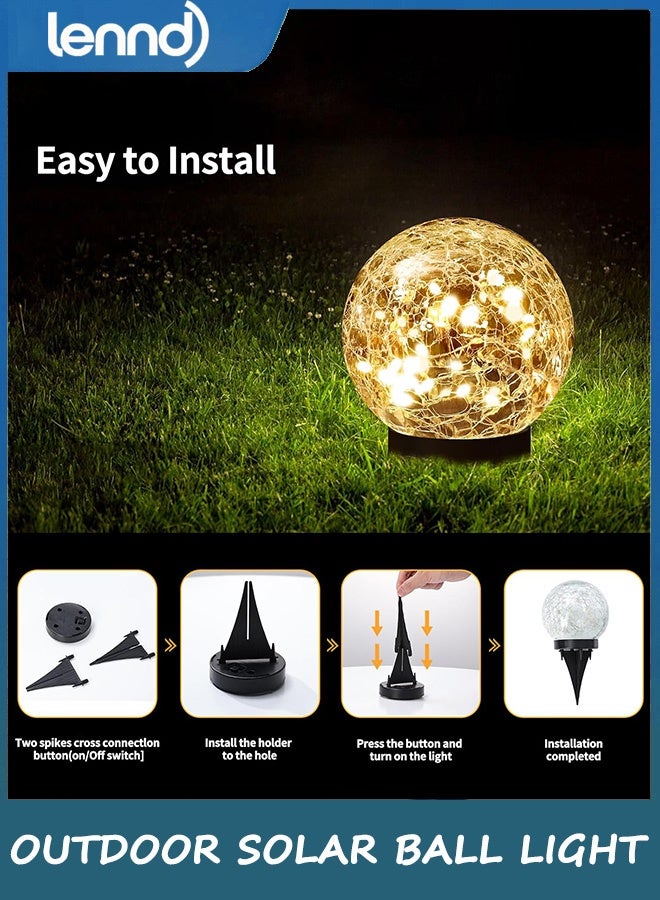LENND Solar Globe Lights Outdoor Waterproof-Solar Balls for Garden-Cracked Glass Ball Solar Lights Outdoor-Solar Orbs for Outside-Outdoor Decorations for Patio and Yard Lawn Backyard Decor - Image 5