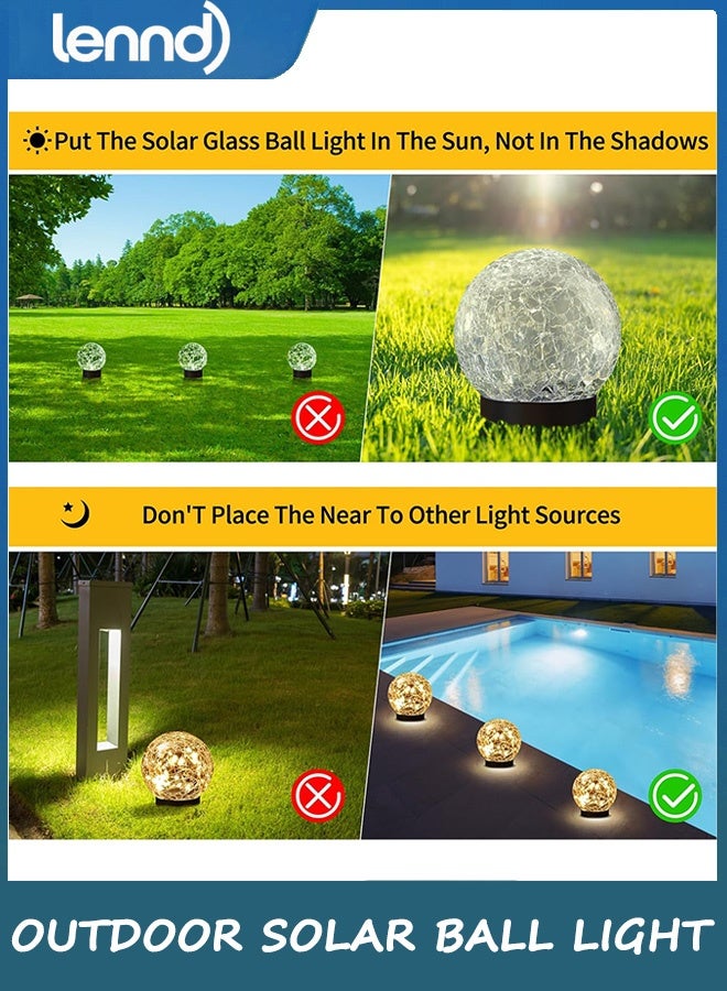 LENND Solar Globe Lights Outdoor Waterproof-Solar Balls for Garden-Cracked Glass Ball Solar Lights Outdoor-Solar Orbs for Outside-Outdoor Decorations for Patio and Yard Lawn Backyard Decor - Image 2
