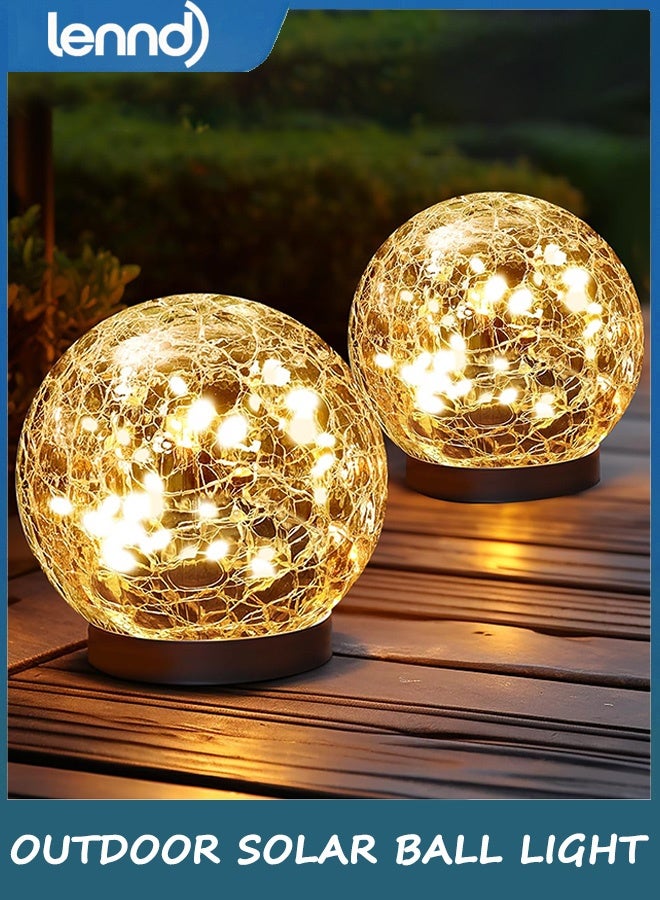 LENND Solar Globe Lights Outdoor Waterproof-Solar Balls for Garden-Cracked Glass Ball Solar Lights Outdoor-Solar Orbs for Outside-Outdoor Decorations for Patio and Yard Lawn Backyard Decor - Image 1