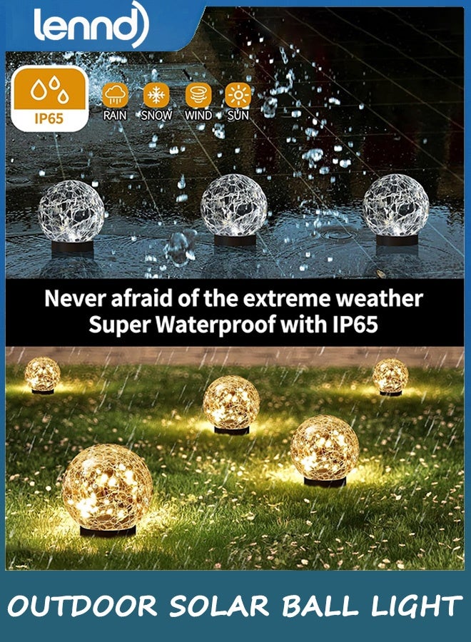 LENND Solar Globe Lights Outdoor Waterproof-Solar Balls for Garden-Cracked Glass Ball Solar Lights Outdoor-Solar Orbs for Outside-Outdoor Decorations for Patio and Yard Lawn Backyard Decor - Image 4