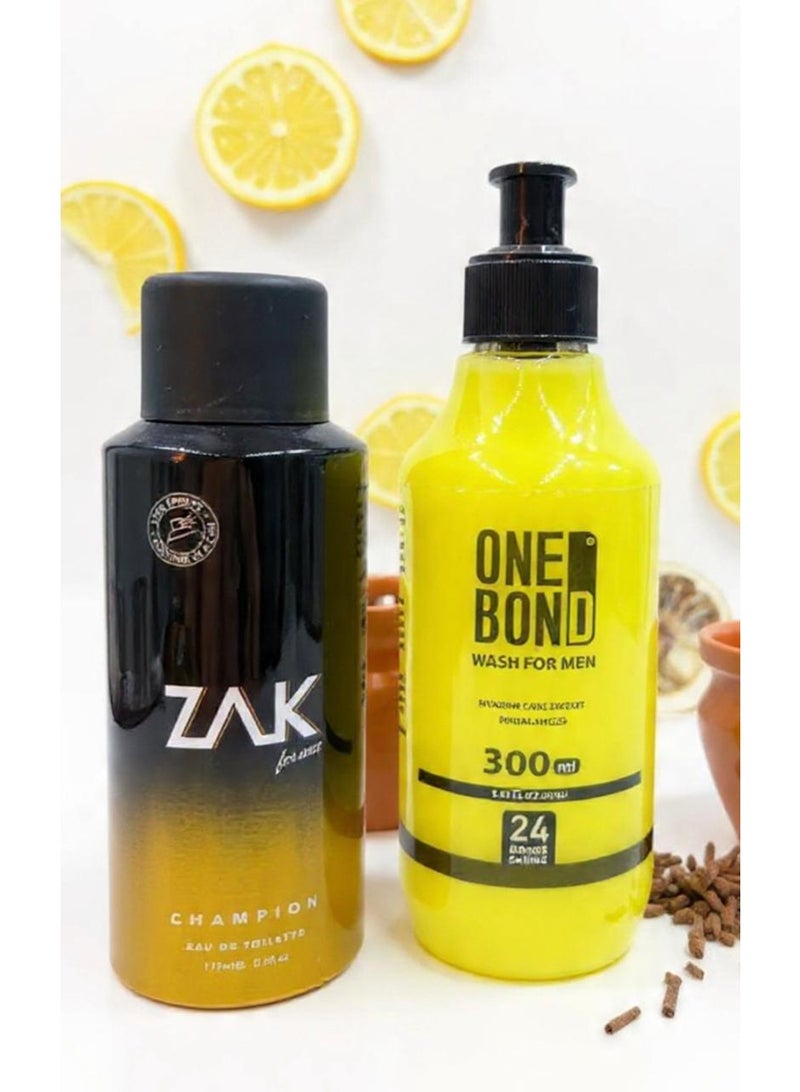 ONE BOND WASH FOR MEN 300 ML + ZAK CHAMPION FOR MEN 175 ML - Image 1