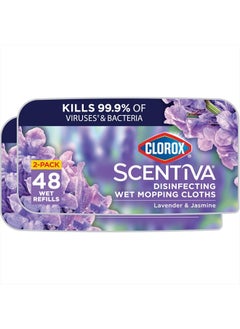 Clorox Scentiva Disinfecting Wet Mop Pad, Disposable Mop Heads, Multi-Surface Floor Wipes, Lavender and Jasmine, 2 Packs, 24 Wet Refills Per Pack (Package May Vary)  - Image 1