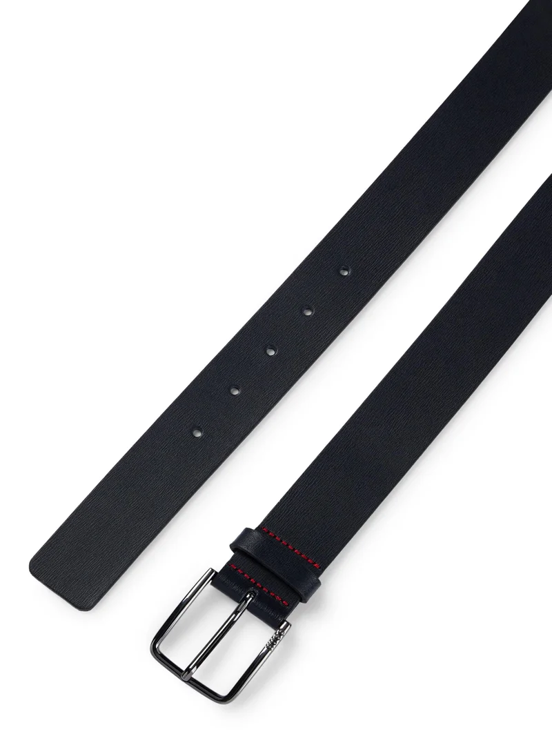 هوجو Grained-leather belt with logo buckle