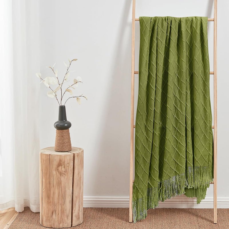 inhand Knitted Throw Blanket for Couch and Bed, Soft Living Room Home Decor Knitted Blanket with Tassel, Outdoor Lightweight Breathable Summer Blanket, Farmhouse Warm Woven Decorative, 50"x60" - Image 4