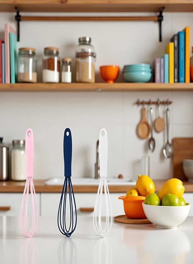 SelHeng Mini Silicone Whisk Set - Egg Beater and Blender for Baking and Cooking, 6.7 Inch Compact Design with Ergonomic Handle, Dishwasher Kitchen Utensils (White) - Image 2