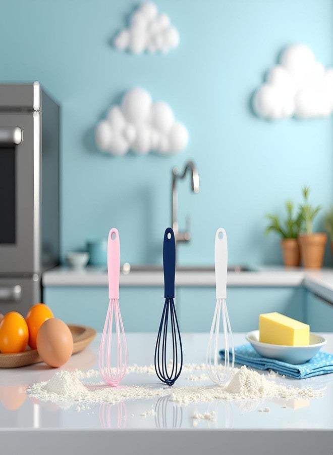 SelHeng Mini Silicone Whisk Set - Egg Beater and Blender for Baking and Cooking, 6.7 Inch Compact Design with Ergonomic Handle, Dishwasher Kitchen Utensils (White) - Image 3