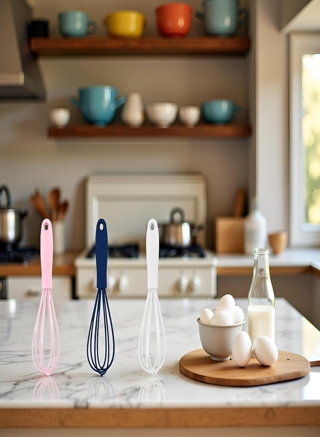 SelHeng Mini Silicone Whisk Set - Egg Beater and Blender for Baking and Cooking, 6.7 Inch Compact Design with Ergonomic Handle, Dishwasher Kitchen Utensils (White) - Image 4