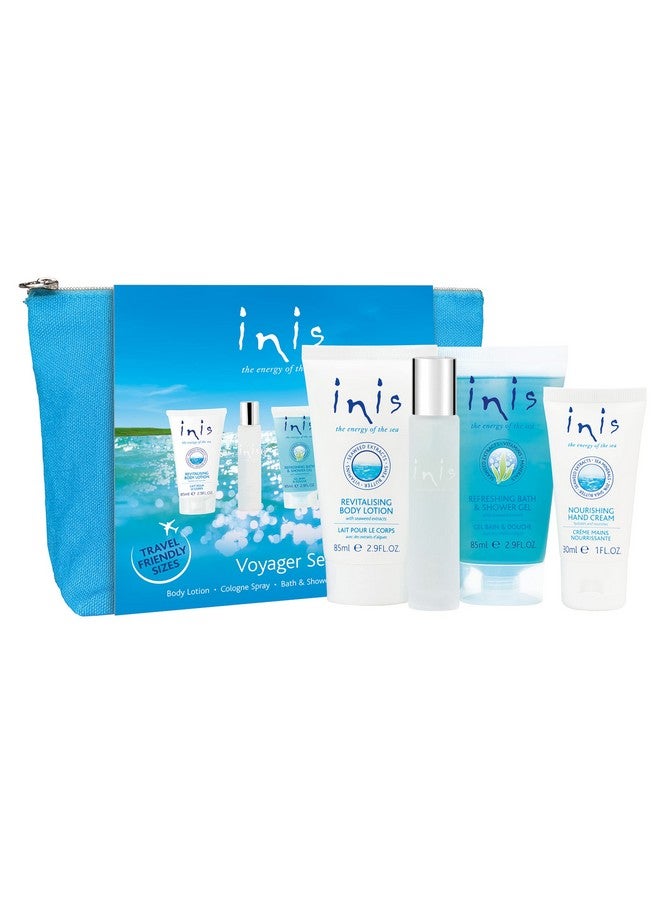 Inis the Energy of the Sea Inis the Energy of the Sea Voyager Gift Set - Hydrating Body Lotion - Refreshing Shower Gel - Body Wash - Unisex Cologne - Hand Cream For Women - Perfume - Travel Size Cosmetics With Cosmetic Bag - Image 1