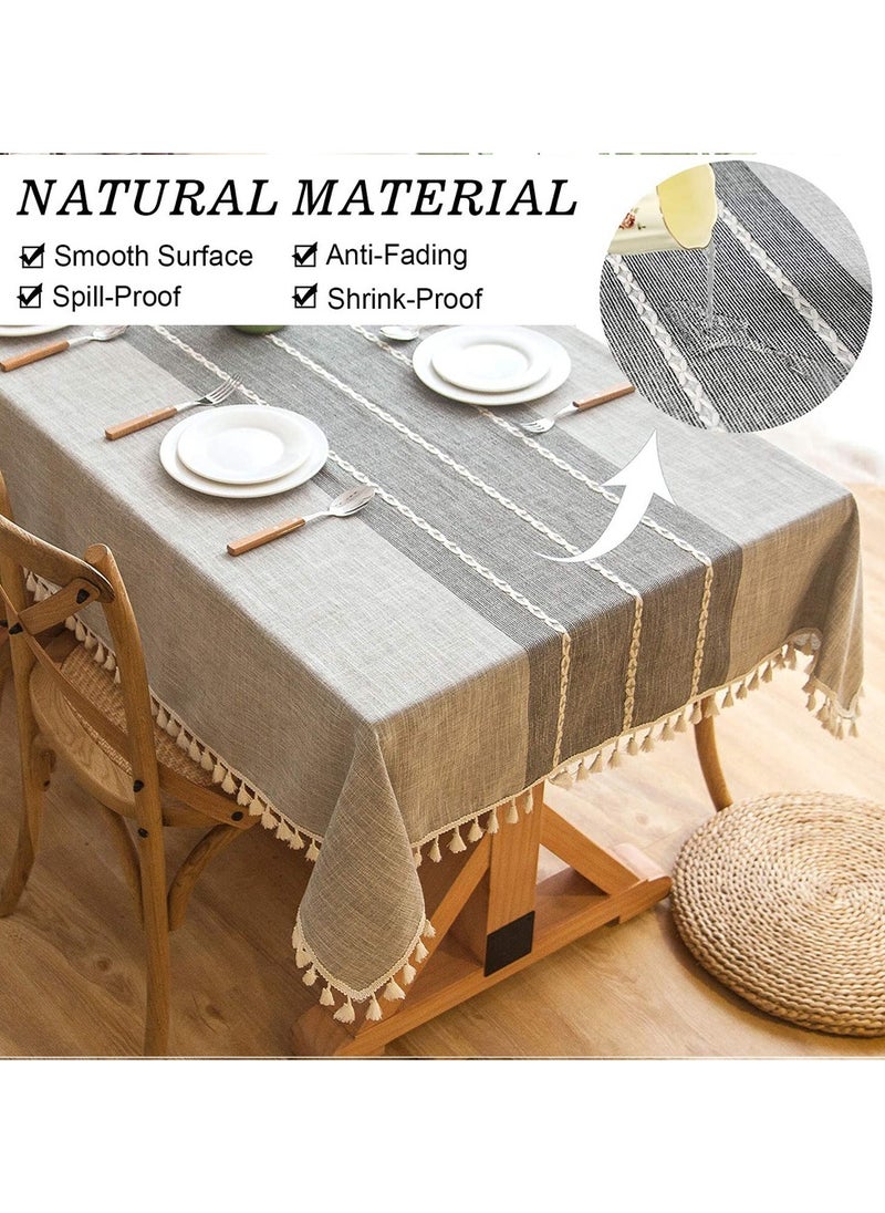 Linen Tablecloth Rectangle 140x180/200/220/240/260 cm Table Cover Waterproof Tablecloth Heavy Tablecloth Wrinkle-Free Dust-Proof
