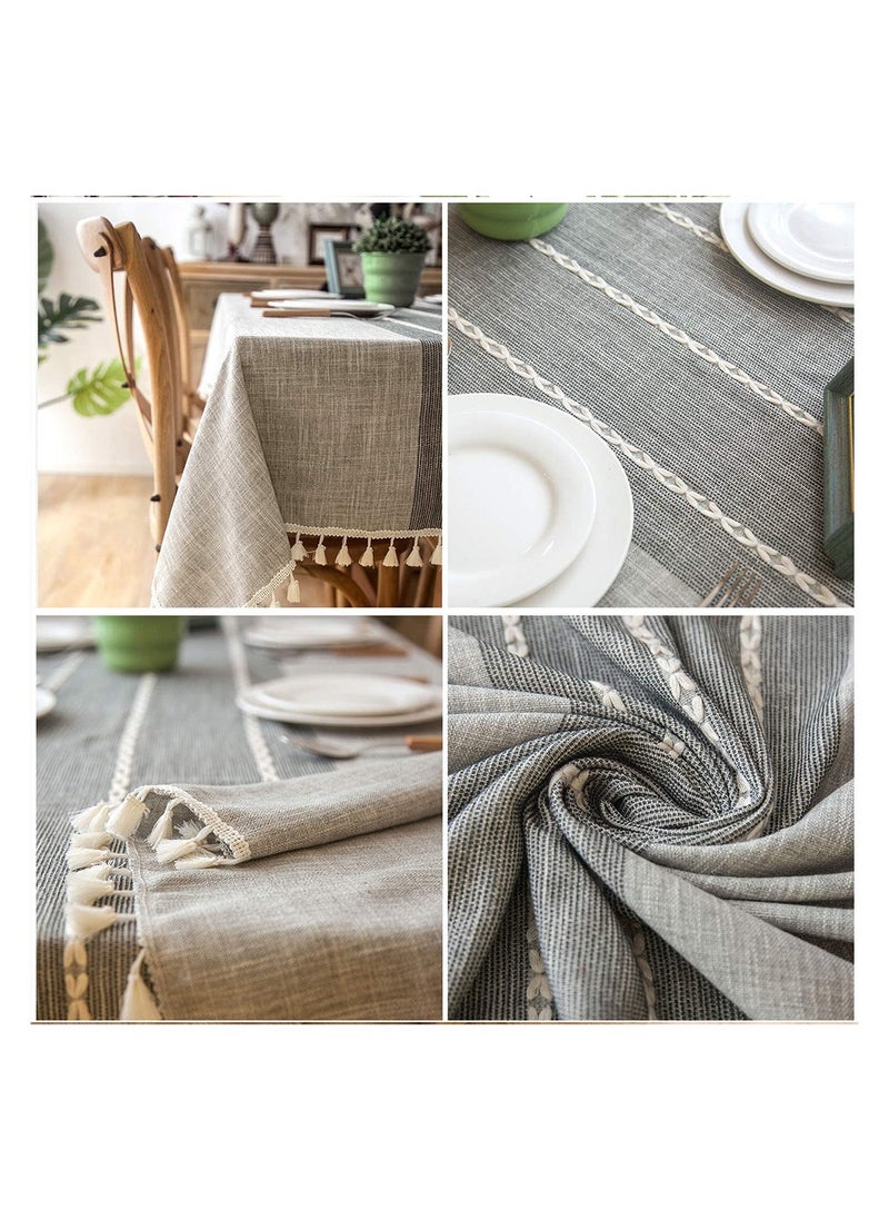 Linen Tablecloth Rectangle 140x180/200/220/240/260 cm Table Cover Waterproof Tablecloth Heavy Tablecloth Wrinkle-Free Dust-Proof