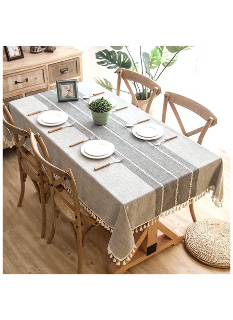 Linen Tablecloth Rectangle 140x180/200/220/240/260 cm Table Cover Waterproof Tablecloth Heavy Tablecloth Wrinkle-Free Dust-Proof