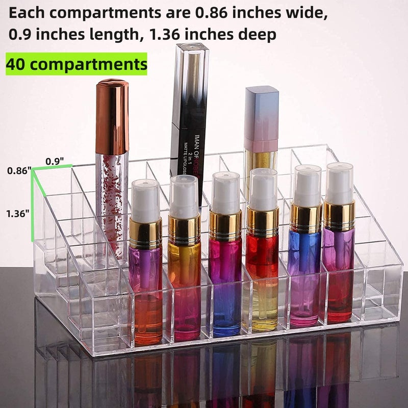 Tecbeauty 40 Grids Lipsticks Holder - Clear Acrylic Lipgloss Lipstick Organizer and Storage Display Case for Lip Gloss, Lipstick Tubes - Image 2