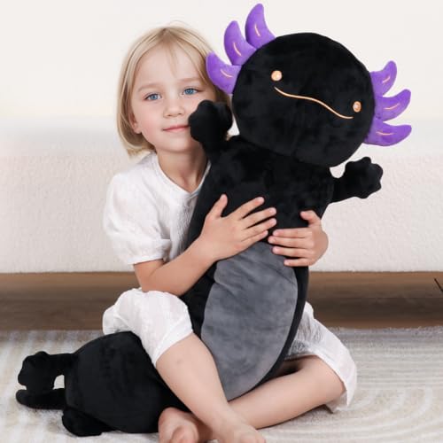 Dalmao 36 Giant Black Axolotl Stuffed Animal Cute Soft Long Axolotl Plush Body Squishy Pillow Big Plushies Toy Gift for Kids Boys Birthdays Halloween Christmas - Image 5