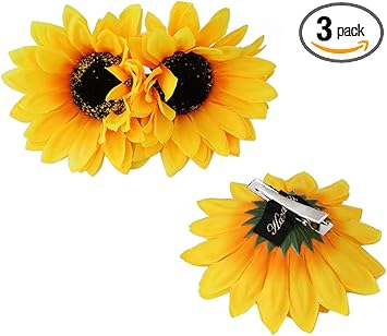 SYBL 3PCS Women Girls Simulation Yellow Floral Fall Sunflower Hair Clips Alligator Clips Hairpin Hair Clamp Barrettes Headwear Hair Hair Styling Accessories for Party Beach Vacation Wedding Bridal - Image 1
