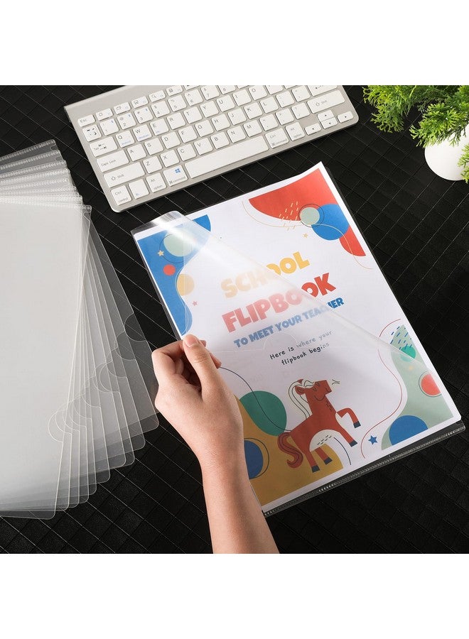CASAON 63 Pack Clear Plastic Document Folders Ltype Transparent Project Pockets For A4 Letter Size Paper - Image 2