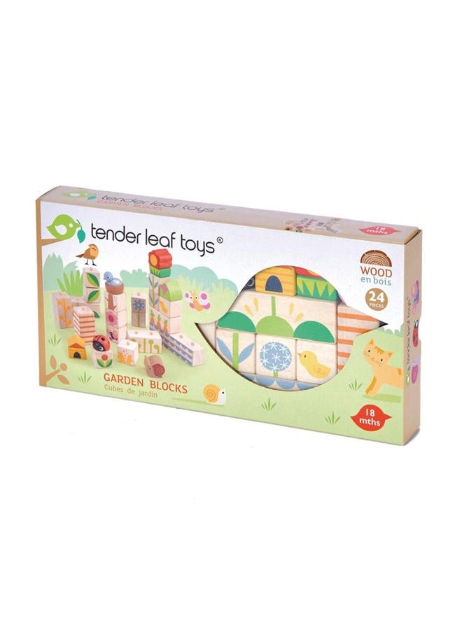 Tender Leaf Toys 24 Piece Garden Themed Push & Click Stacking Blocks - Developmental Toy with Animal & Nature Themed Graphics - Develops Strategic Thinking & Fine Motor Skills - Kids 18 Months + - Image 3