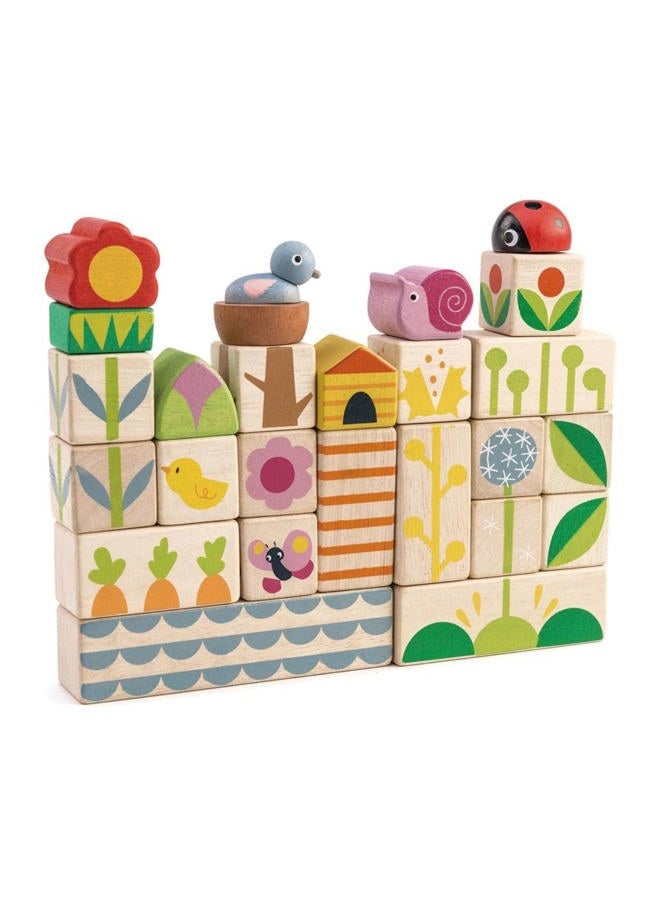 Tender Leaf Toys 24 Piece Garden Themed Push & Click Stacking Blocks - Developmental Toy with Animal & Nature Themed Graphics - Develops Strategic Thinking & Fine Motor Skills - Kids 18 Months + - Image 5