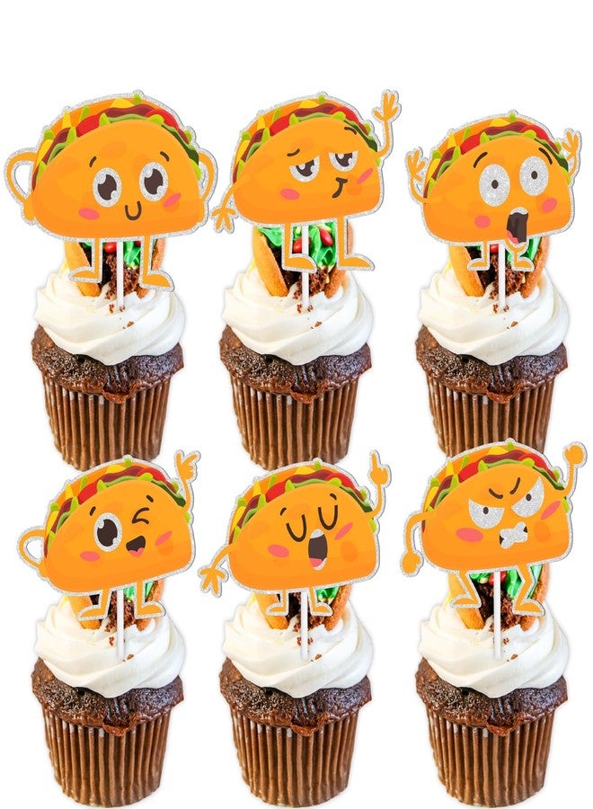LETLIMIT 18pcs Gold Glitter Taco Bout Dessert Cupcake Topper Mexican Yummy Food Fiesta Festival Theme Decor Supplies Baby Shower Happy Birthday Party Decorations - Image 1
