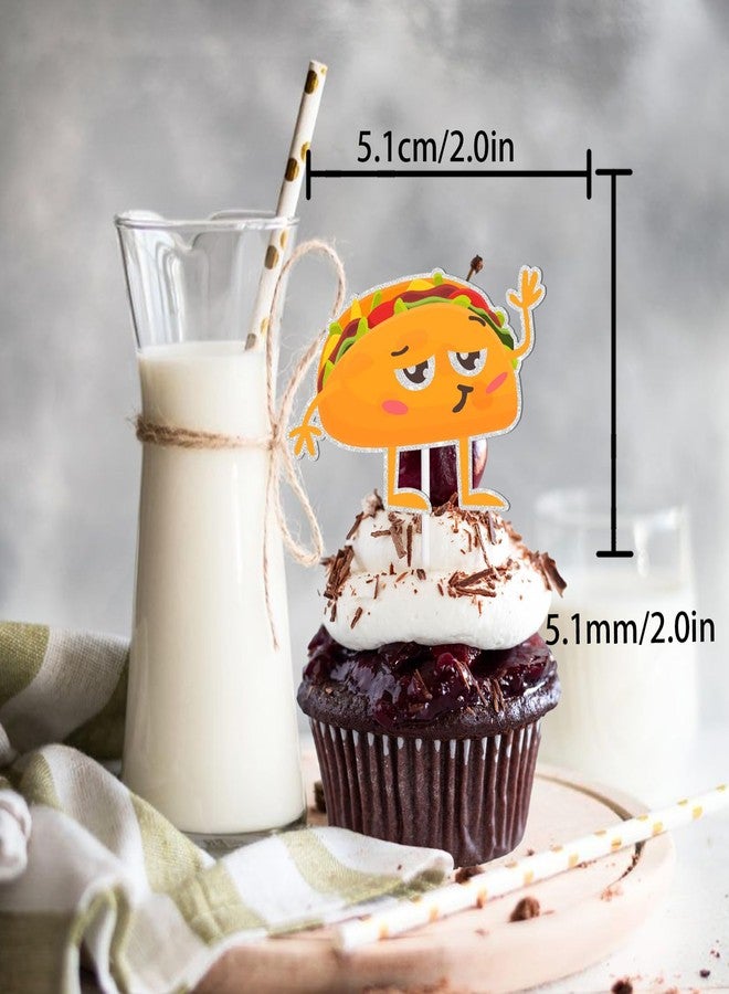 LETLIMIT 18pcs Gold Glitter Taco Bout Dessert Cupcake Topper Mexican Yummy Food Fiesta Festival Theme Decor Supplies Baby Shower Happy Birthday Party Decorations - Image 2