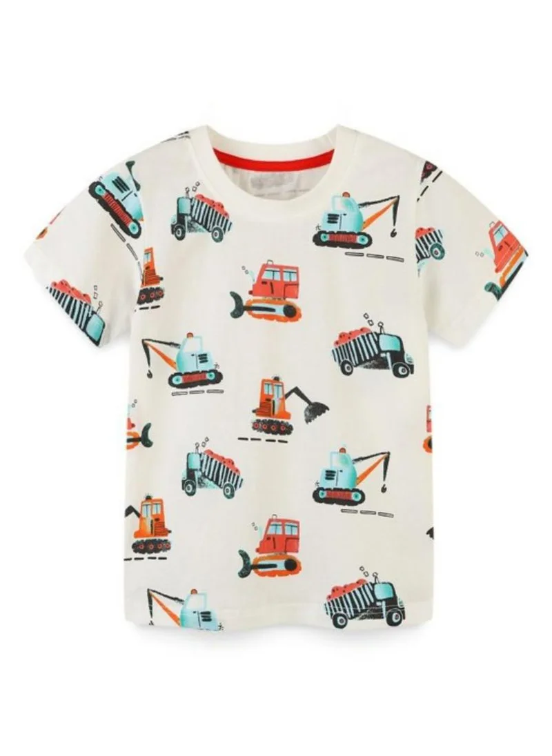 YUNIQEE White Conversational Printed Round Neck Cotton T-shirt