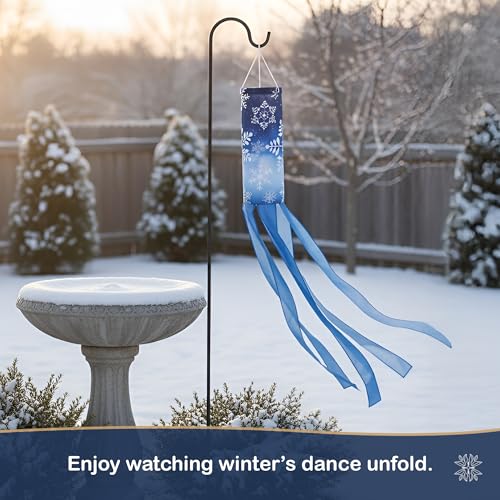 Madrona Brands Winter Snowflake Windsock Durable Outdoor Hanging Holiday Decoration Yard Patio Garden and More 60 Inch - Image 3