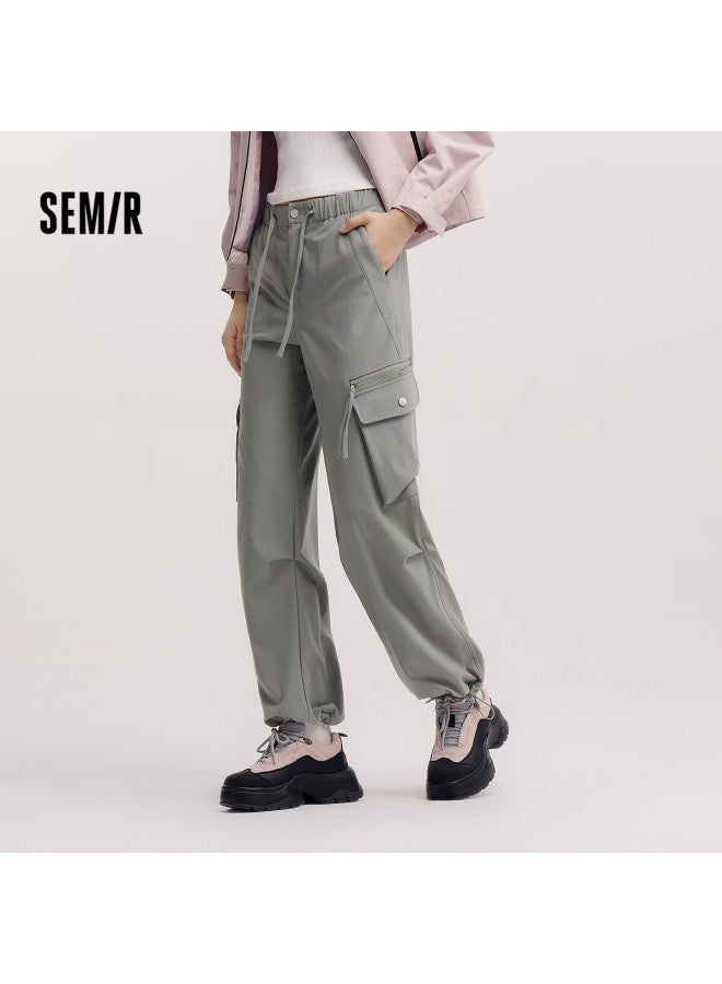 Semir Women's Casual Pants Spring Solid Color Elastic Waist Drawstring Cargo Pants Loose High Street Wide Leg Pants 101125127016b - Image 1