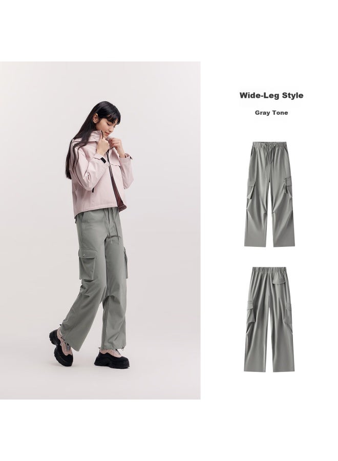 Semir Women's Casual Pants Spring Solid Color Elastic Waist Drawstring Cargo Pants Loose High Street Wide Leg Pants 101125127016b - Image 5