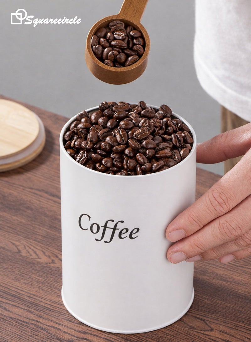Squarecircle 3-Piece Coffee, Tea & Sugar Storage Canister Set, Airtight Metal Tins with Bamboo Lids for Kitchen, Arabic Coffee Beans, Snacks & Dry Food - Image 3