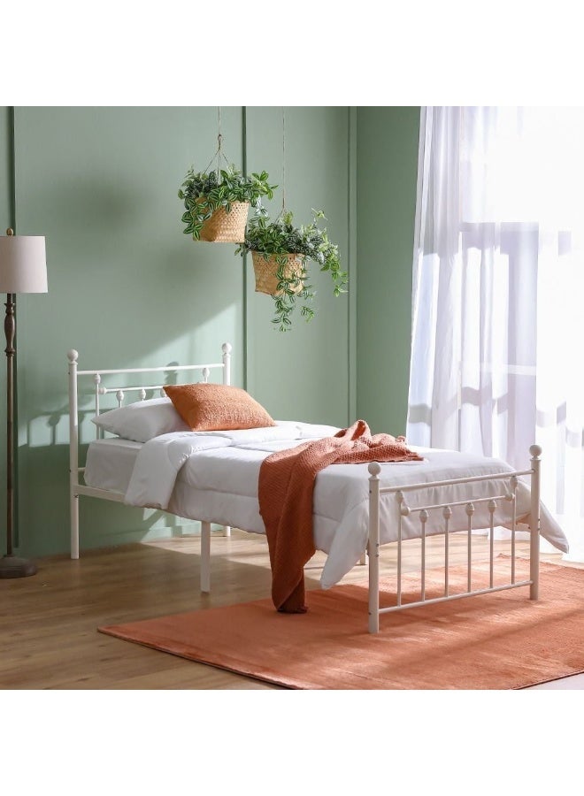 DANUBE HOME Bella Arrow 90x200 Metal Single Bed | Modern Design Kids Metal Single -White - Image 1